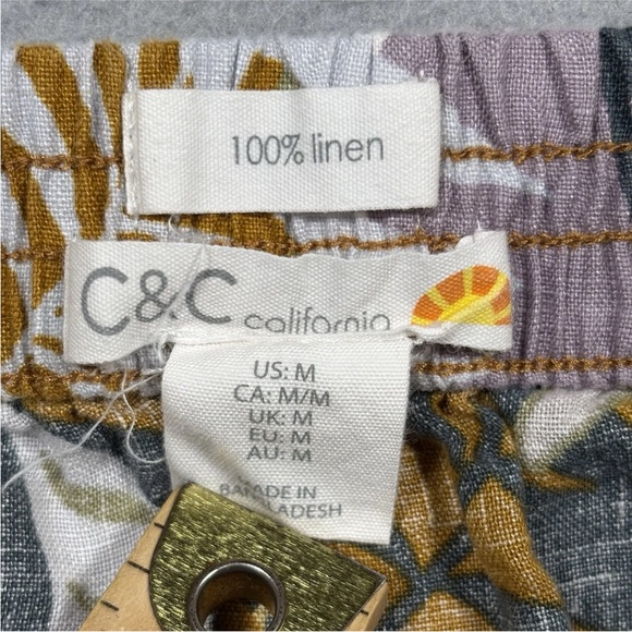 C & C California Mini Skirt Women's Medium Floral Tropical Hawaiian 100% Linen - Picture 5 of 8